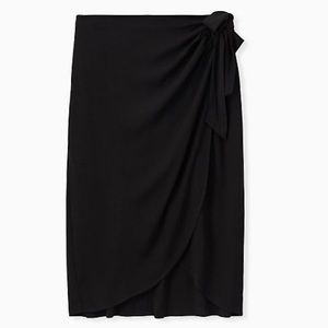BLACK WOVEN WRAP PENCIL SKIRT